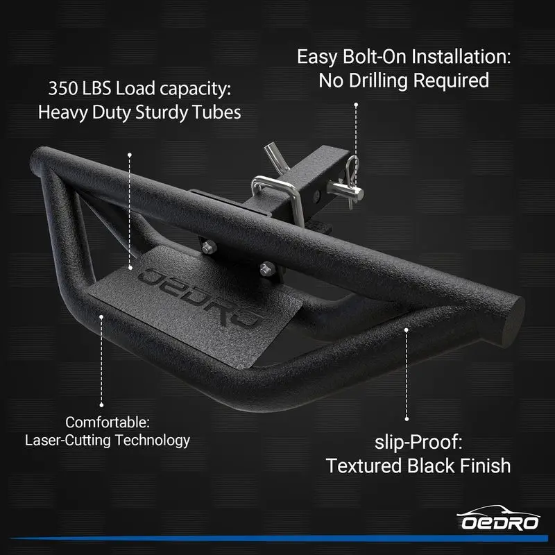 OEDRO Hitch Step Replacement for Truck Vehicles with 2" Hitch Receiver Rear Bumper Guard Protector Upgraded Textured Black Hitch Step Bar image 4