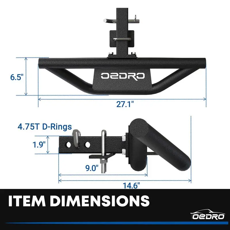 OEDRO Hitch Step Replacement for Truck Vehicles with 2" Hitch Receiver Rear Bumper Guard Protector Upgraded Textured Black Hitch Step Bar image 5