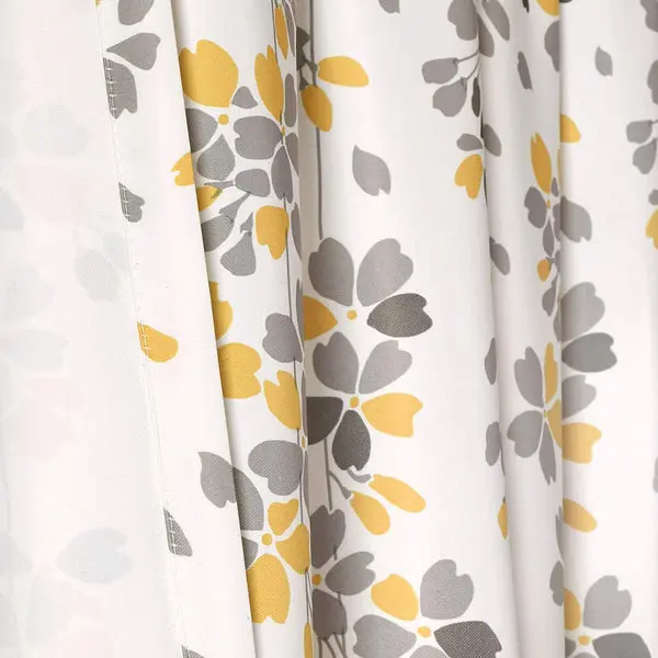 Weeping Flowers Room Darkening Curtain Panel Pair - 84 Inches Long - Yellow/Grey image 4