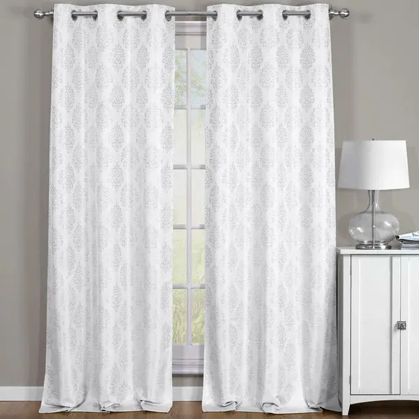 Paisley Thermal Blackout Jacquard Grommet Top Curtain Pair Panels image 1