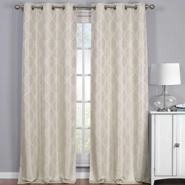 Paisley Thermal Blackout Jacquard Grommet Top Curtain Pair Panels image 2
