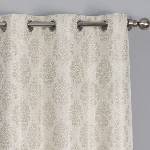 Paisley Thermal Blackout Jacquard Grommet Top Curtain Pair Panels image 3