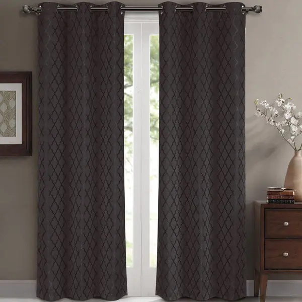 Willow Geometric Jacquard Thermal-Insulated Blackout Curtain Panels (Set of 2) image 3