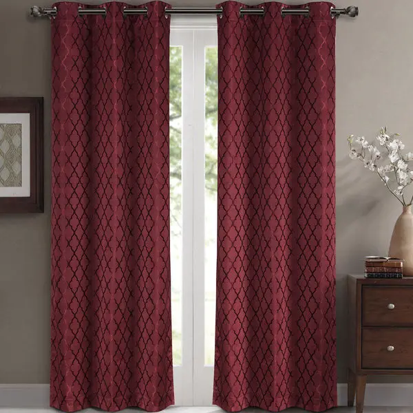 Willow Geometric Jacquard Thermal-Insulated Blackout Curtain Panels (Set of 2) image 4