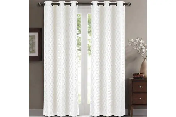 Willow Geometric Jacquard Thermal-Insulated Blackout Curtain Panels (Set of 2) image