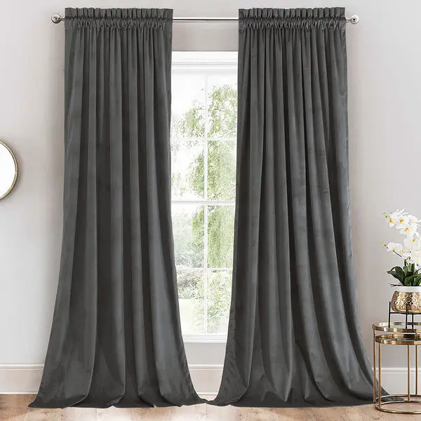 Heavyweight Velvet Curtain Rod Pocket Panels (Set of 2) image 3