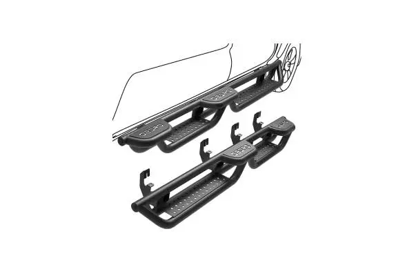 6" Running Boards Dual Convex Platform for 2015-2025 Chevy Colorado/GMC Canyon Crew Cab, Bolt-on Side Steps Steel Nerf Bars image