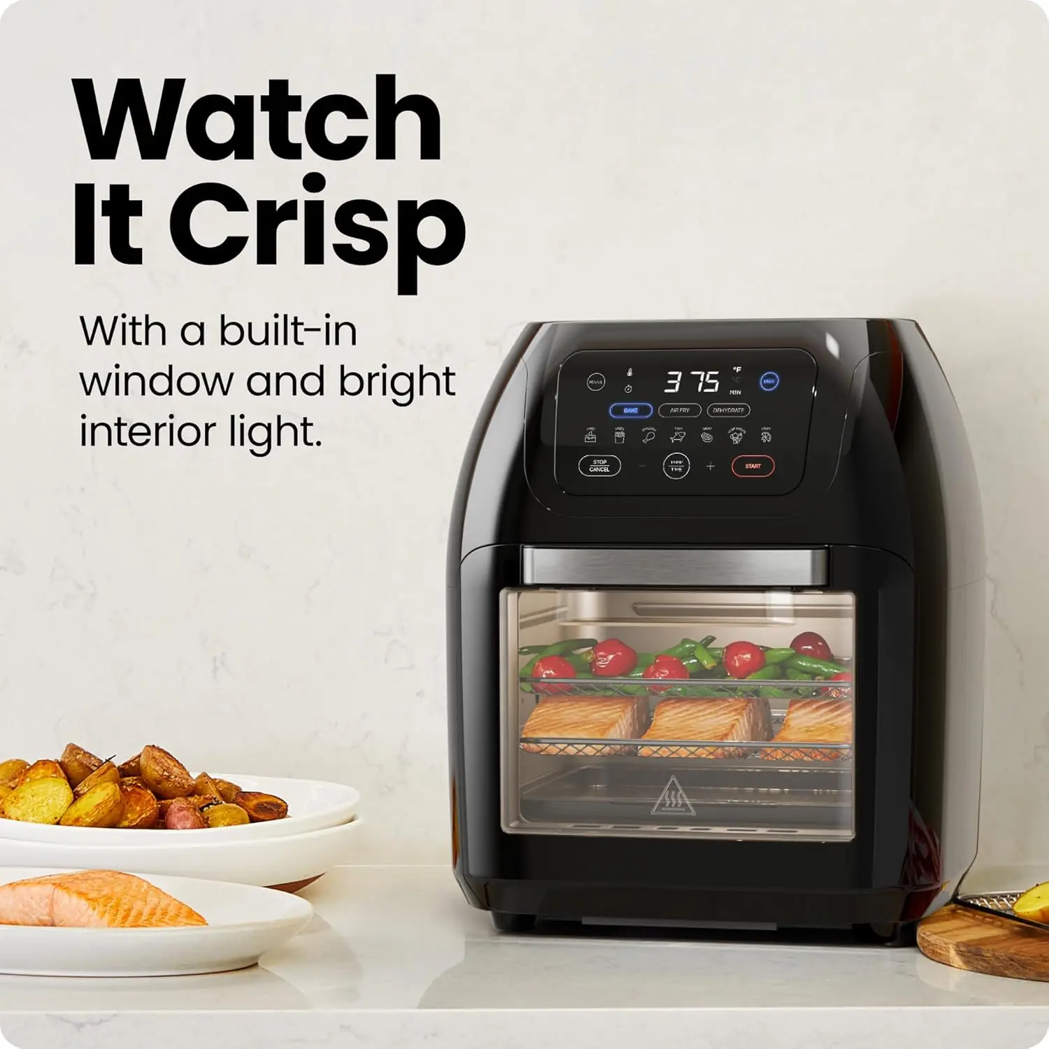 CHEFMAN Multifunctional Digital Air Fryer+ Rotisserie, Dehydrator, Convection Oven, 17 Touch Screen Presets Fry, Roast, Dehydrate, Bake, XL 10L Family Size, Auto Shutoff, Large Easy-View Window, Black image 6