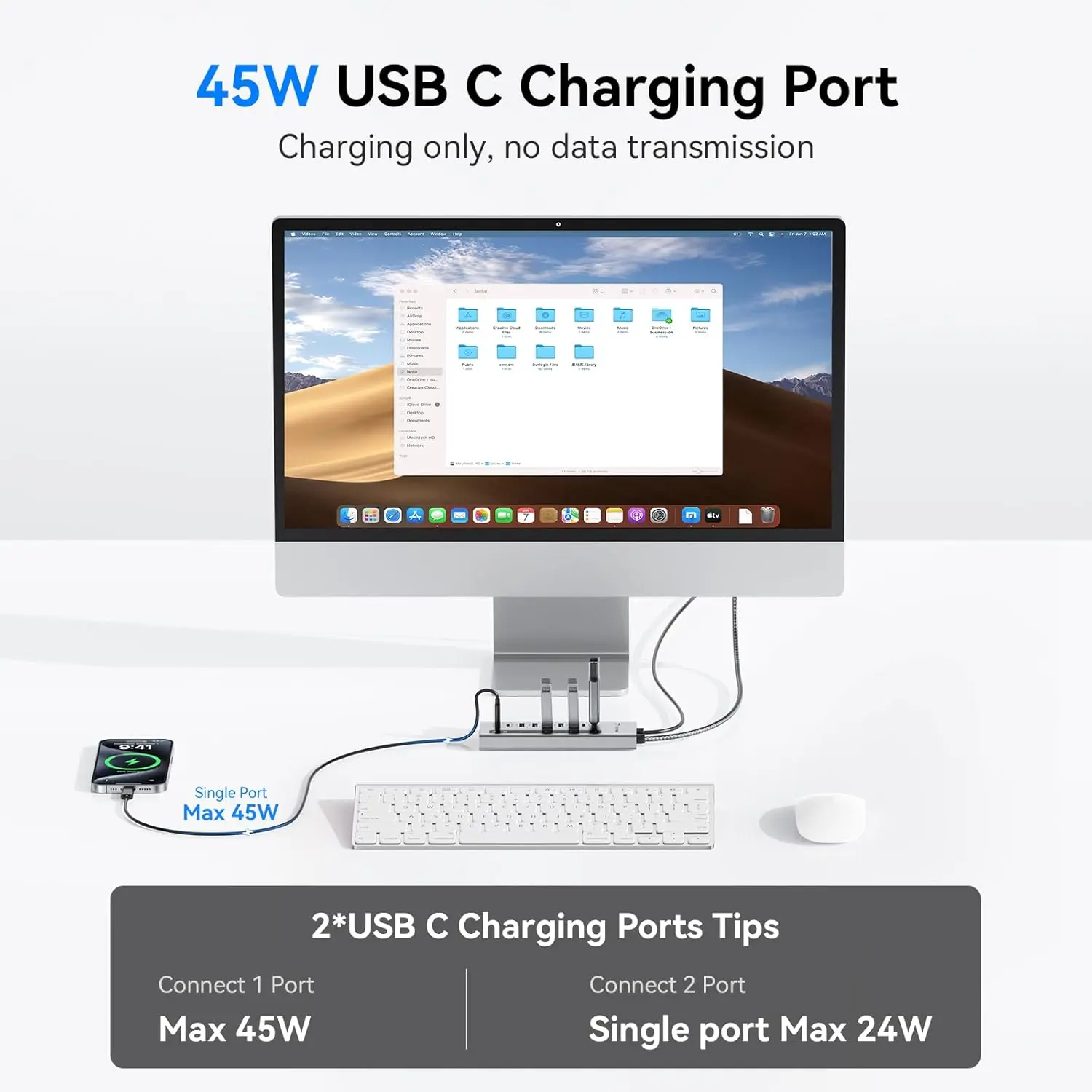 TobenONE Powered USB C Hub, 11-in-1 10Gbps USB C Splitter with 5 USB-A and 5 USB-C, 72W Adapter, 100W PD-IN, 45W USB C Charging Port, USB C Expander for Laptop/PC, MacBook, iPad,Phone(Not for Monitor) image 4