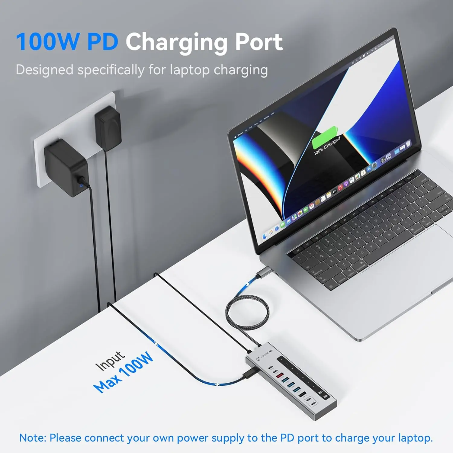 TobenONE Powered USB C Hub, 11-in-1 10Gbps USB C Splitter with 5 USB-A and 5 USB-C, 72W Adapter, 100W PD-IN, 45W USB C Charging Port, USB C Expander for Laptop/PC, MacBook, iPad,Phone(Not for Monitor) image 6
