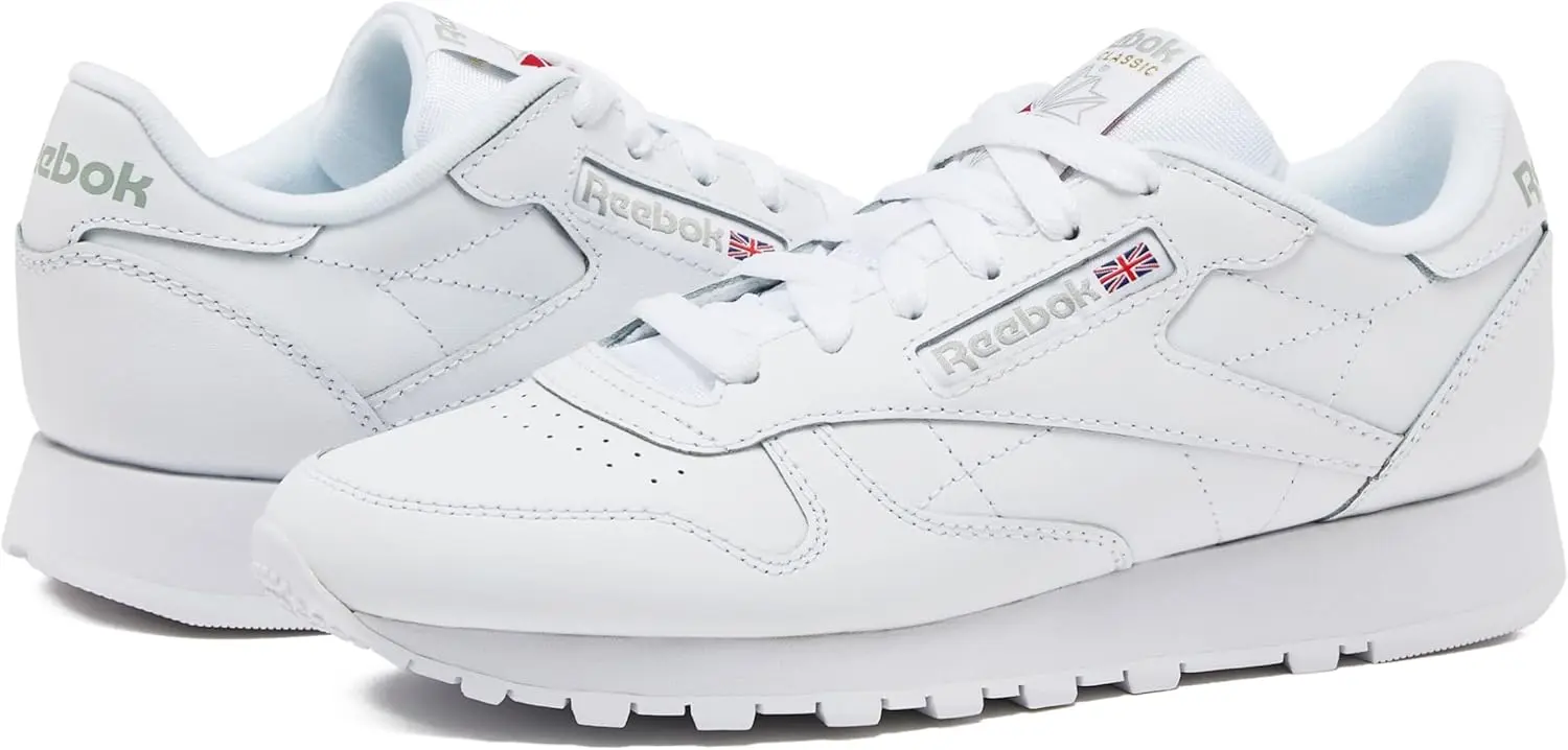 Reebok Men's Classic Leather Sneakers Black Or White Tennis Shoes image 6