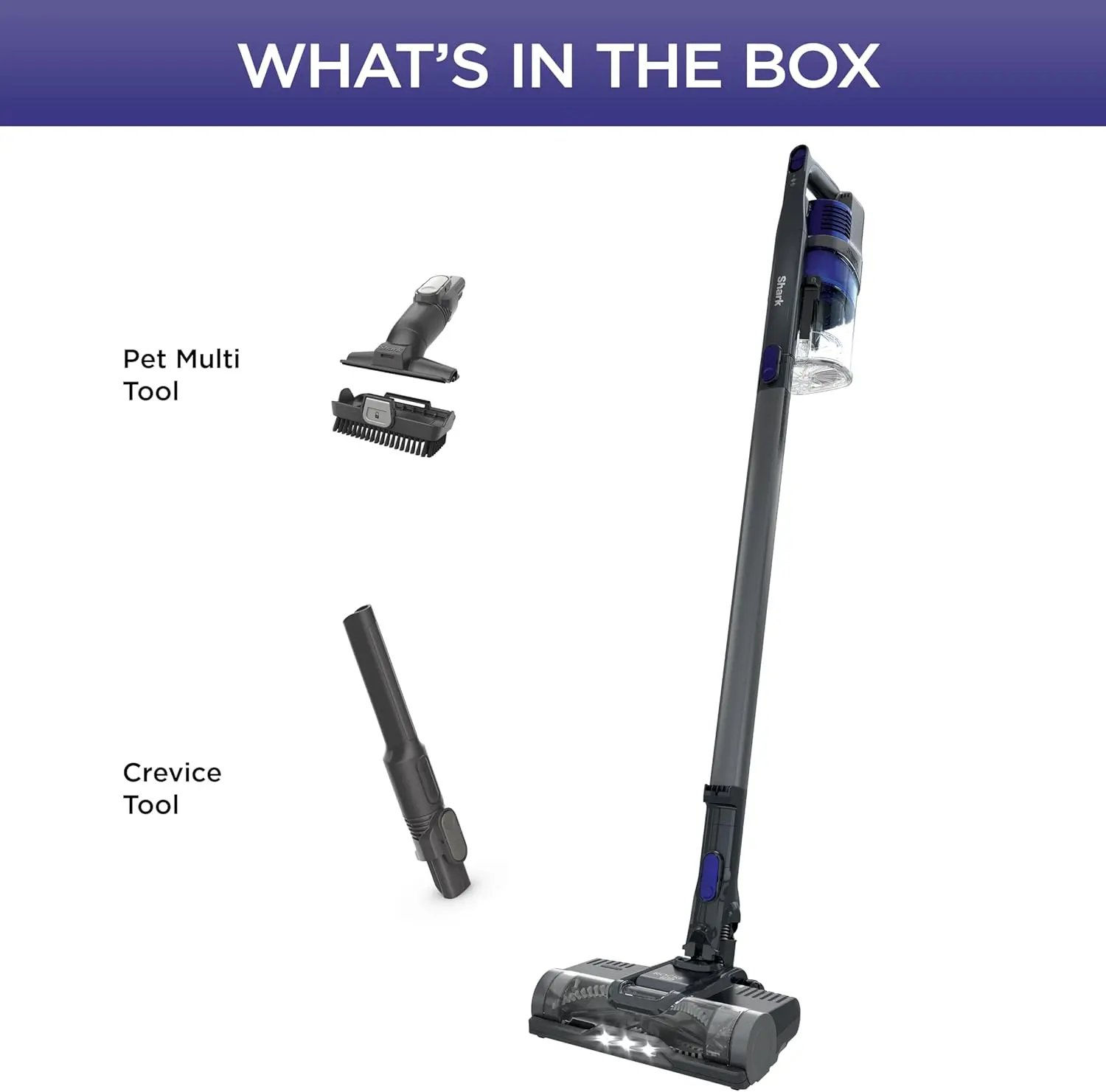 Shark | Pet Cordless Vacuum Cleaner | LED Headlights | Removable Handheld Vacuum for Pet Hair | Crevice Tool & Pet Multi-Tool Included | 40min Runtime | For Carpet & Hard Floors | Grey | IX141 image 8