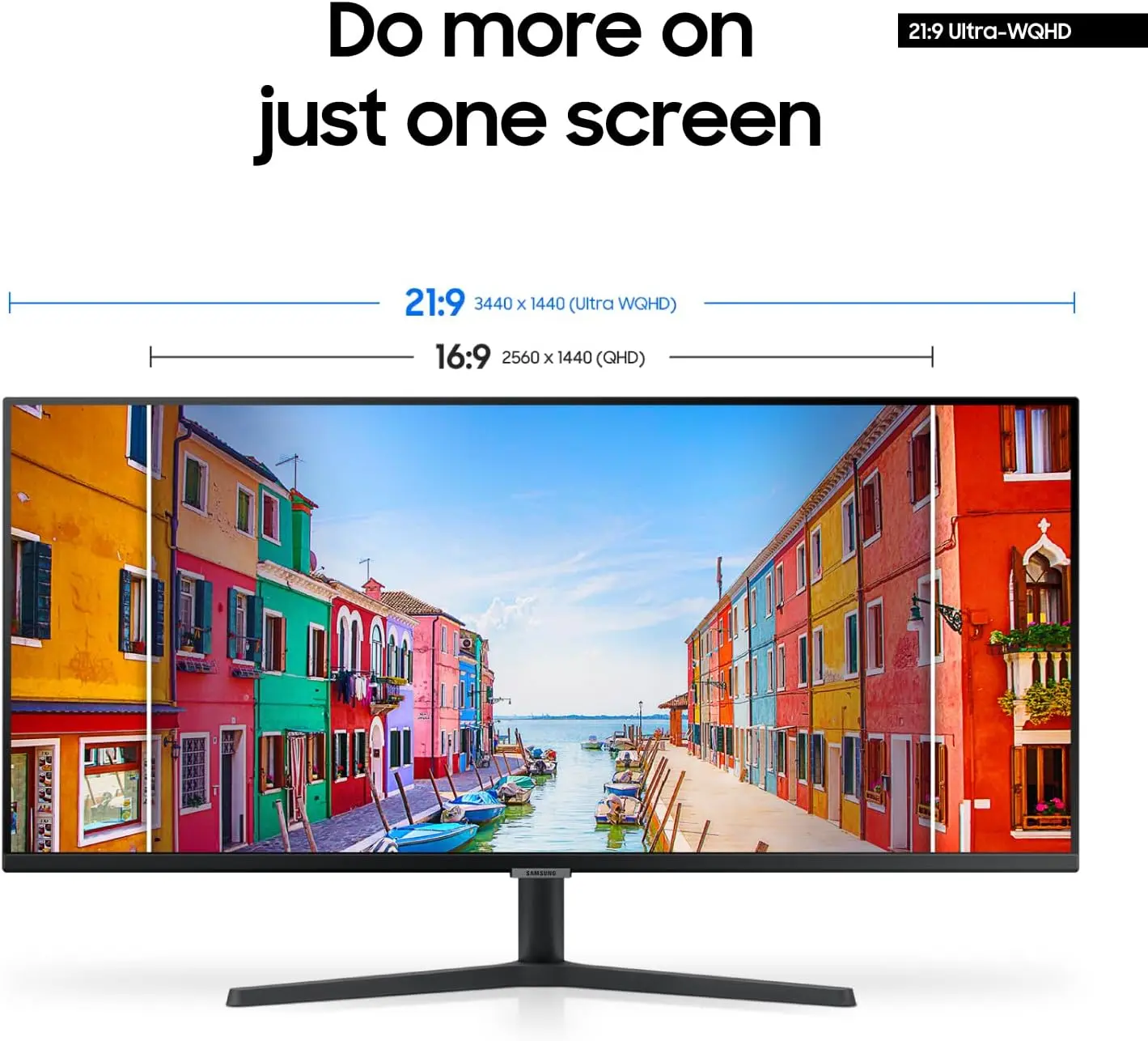 SAMSUNG 34" ViewFinity S50GC Series Ultra-WQHD Monitor, 100Hz, 5ms, HDR10, AMD FreeSync, Eye Care, Borderless Design, PIP, PBP, LS34C502GANXZA, 2023, Black image 3