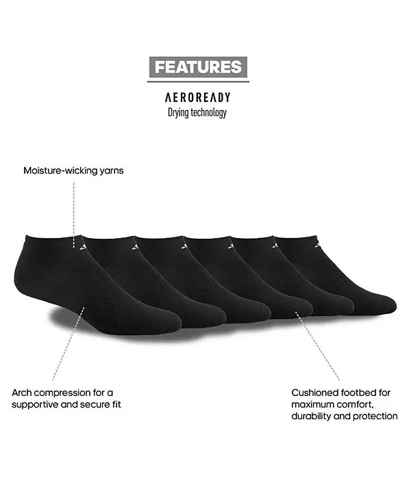 Men's Cushioned Athletic 6-Pack No Show Socks image 4