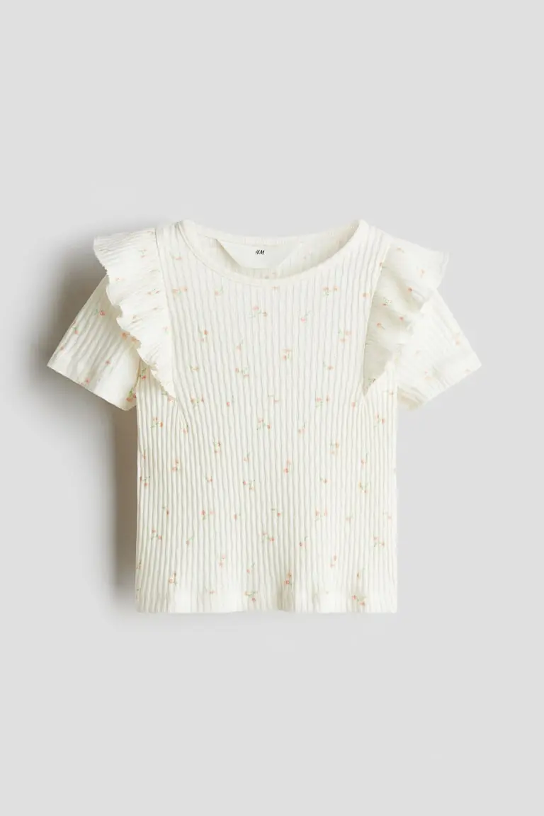 Flounce-Trimmed Cotton Top image 1