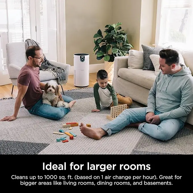 Shark Air Purifier for Home Large Room, Clean Sense Technology, HEPA Air Filter, 1000 Sq Ft, Kitchen, Filters Smoke, Captures 99.98% of Particles, Pet Dander, Pollutants, Dust, Allergens, HP201 image 3