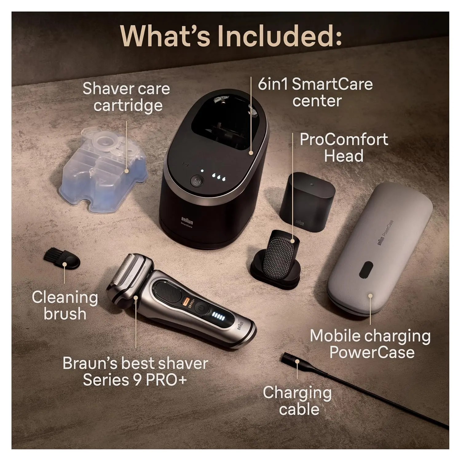 Braun Series 9 PRO+ Electric Shaver, Shaving Kit with 5 Pro Shave Elements and ProComfort Head, SmartCare Center image 2
