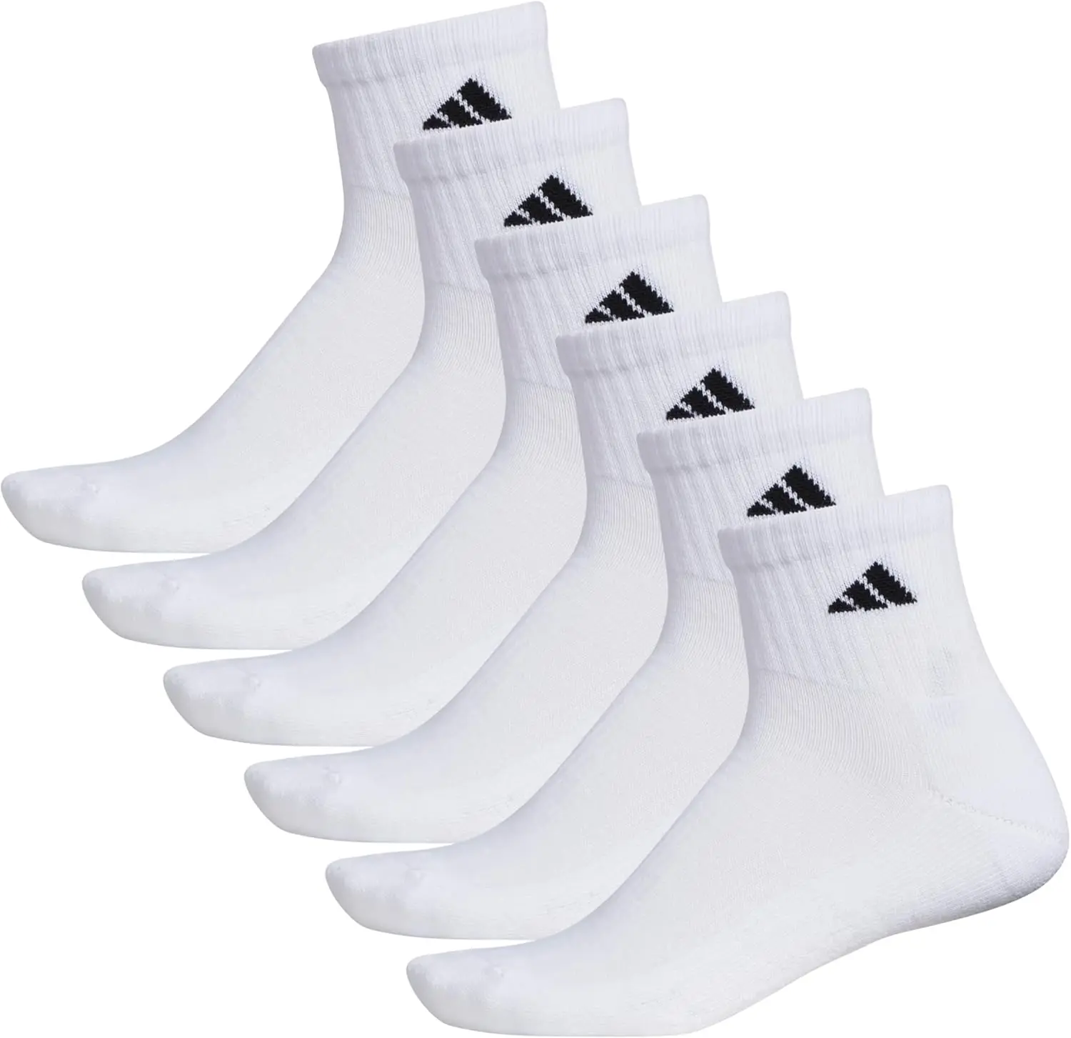 adidas Men's Socks, Athletic Cushioned Quarter 6-Pack, Ankle Fit with Arch Support image 7
