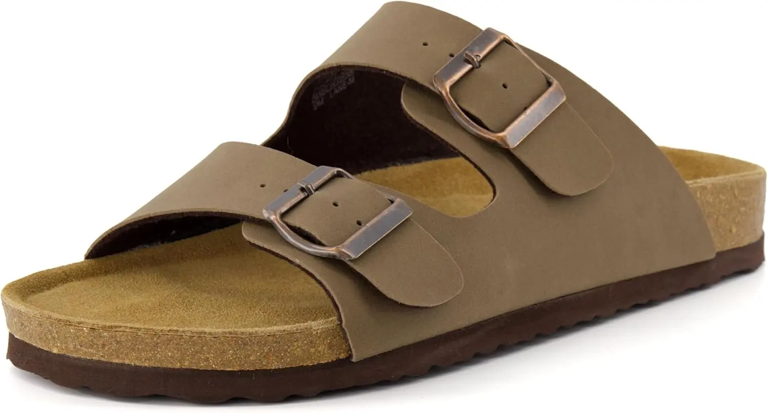 CUSHIONAIRE Lane Cork Footbed Mens Sandals, Adjustable Buckle Comfort Slides for Men, Genuine Leather Insole Summer Sandals Men Footwear image 6