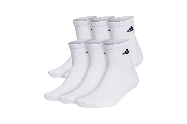 adidas Men's Socks, Athletic Cushioned Quarter 6-Pack, Ankle Fit with Arch Support image