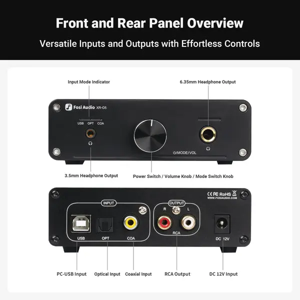 Fosi Audio XR-D5 DAC Headphone Amplifier image 2