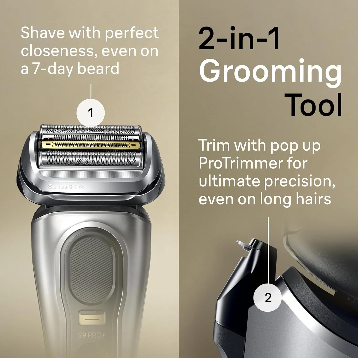 Braun Electric Razor for Men, Waterproof Foil Shaver, Series 9 Pro 9477cc, Wet & Dry Shave, with Portable Charging Case, ProLift Beard Trimmer, 5-in-1 Cleaning & Charging SmartCare Center, Silver image 4