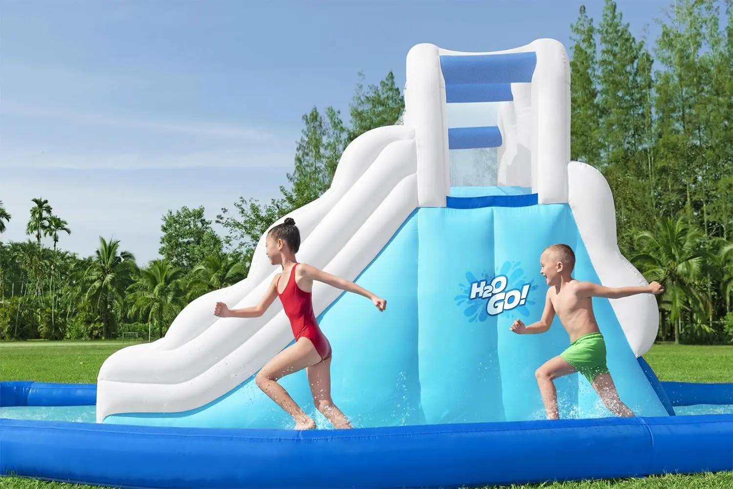 Bestway H2OGO! Tidal Trifecta Kids Inflatable Water Park | Inflatable Triple Slide and Splash Pool | Great for Kids Ages 5 and Up image 4