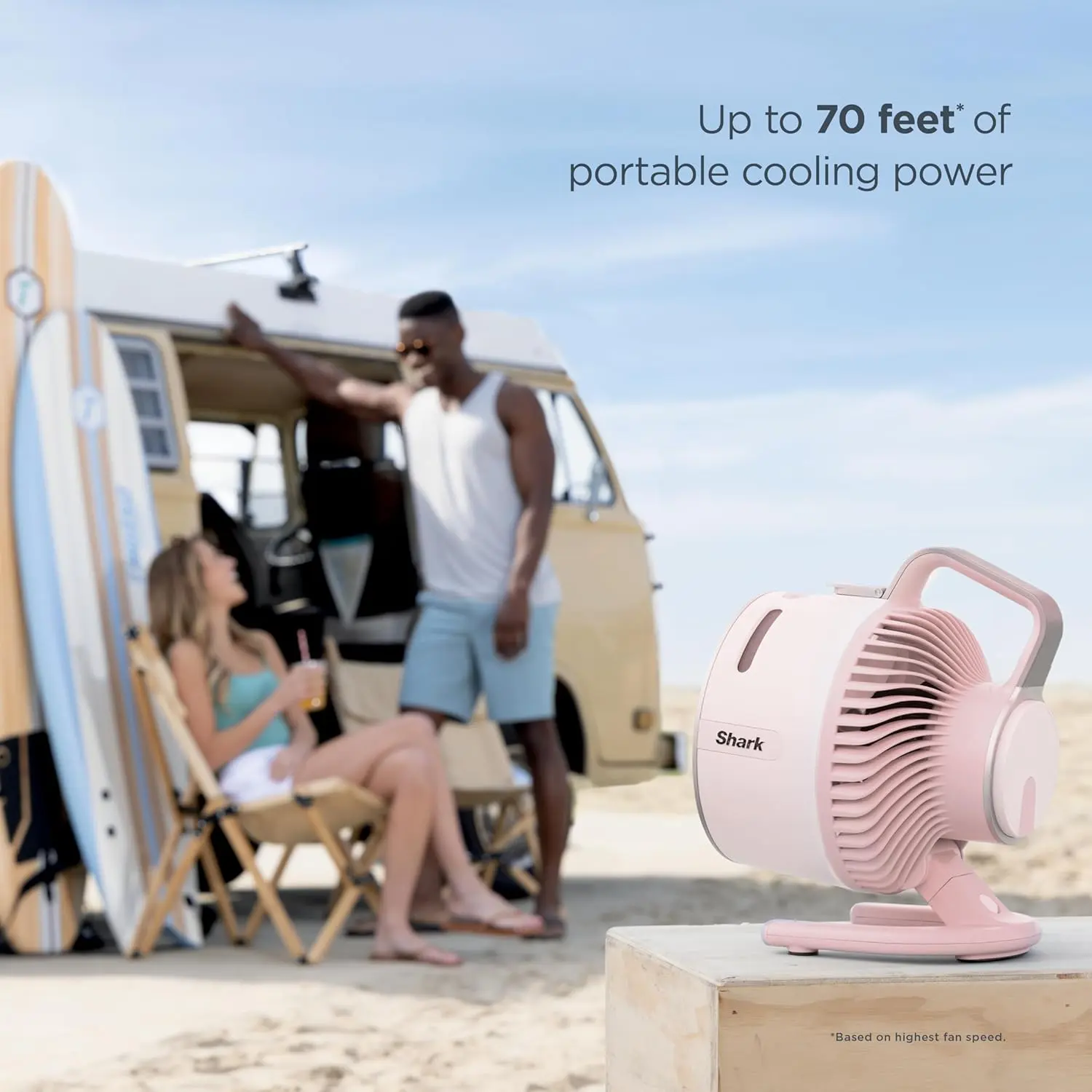Shark FlexBreeze HydroGo Fan—Ultra-powerful portable fan with indoor + outdoor mist. Up to 70 feet of reach, corded & cordless, up to 12-hr. battery, 5 speeds, evaporative misting, Grey, FA052 image 3