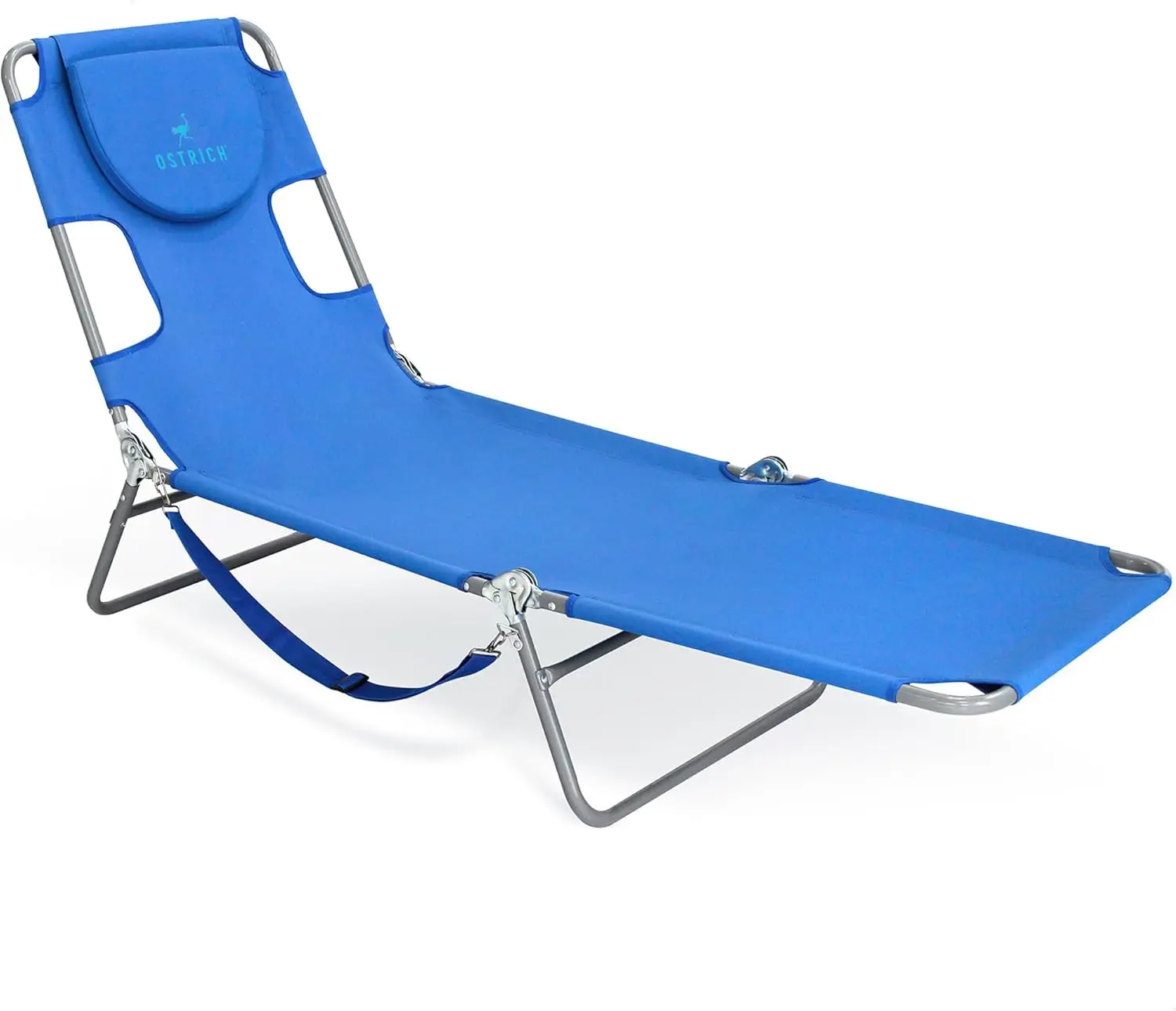 Ostrich Beach Lounge Chair, Folding & Reclining Outdoor Chaise Lounger, Blue - Portable Adjustable Recliner Chair for Lawn, Pool, Patio, Garden, and Yard image 1