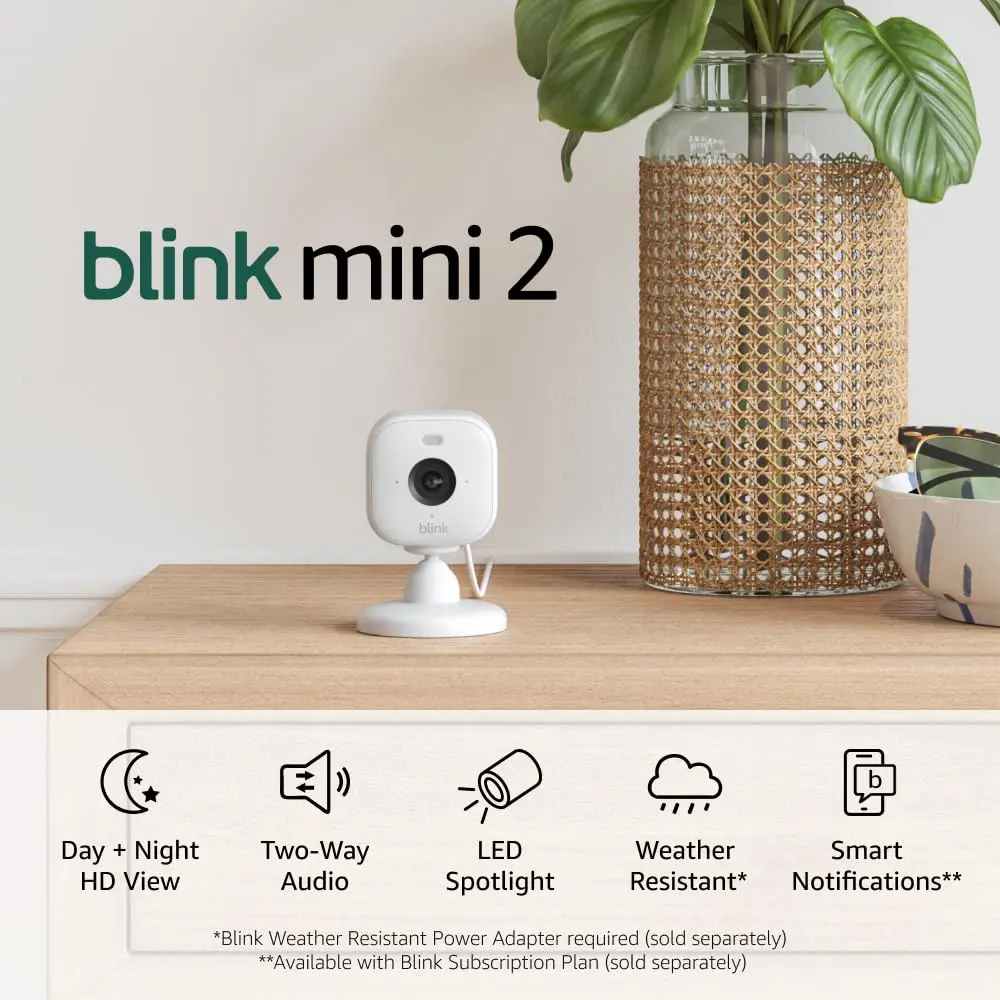 Blink Mini 2 (Newest Model) — Home Security & Pet Camera(s) with HD video, color night view, motion detection, two-way audio, and built-in spotlight — 1 camera (White) image 2