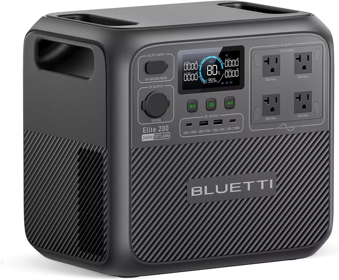 BLUETTI Solar Generator Elite 200 V2, 2073.6Wh LFP Battery Backup w/ 4 2600W AC Outlets (3900W Power Lifting), 17-Year Lifespan, Portable Power Station for Camping, Off-grid image 1