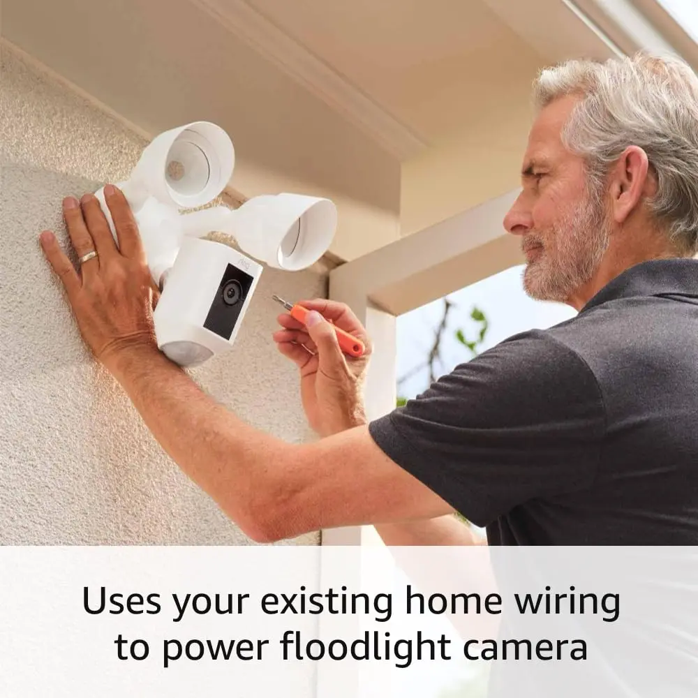 Ring Floodlight Cam Wired Plus with motion-activated 1080p HD video, White (2021 release) image 6