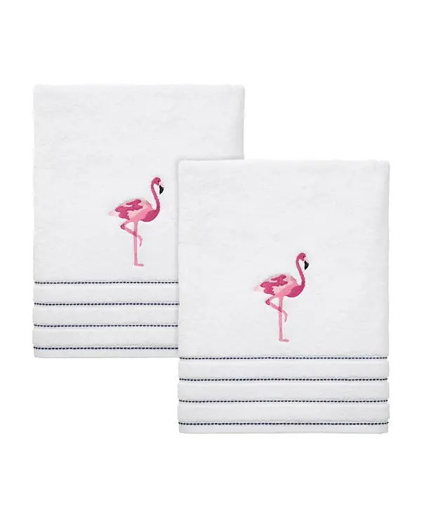 Flamingo Ticking Stripe 2-Pc. Bath Towel Set, 27" x 54" image