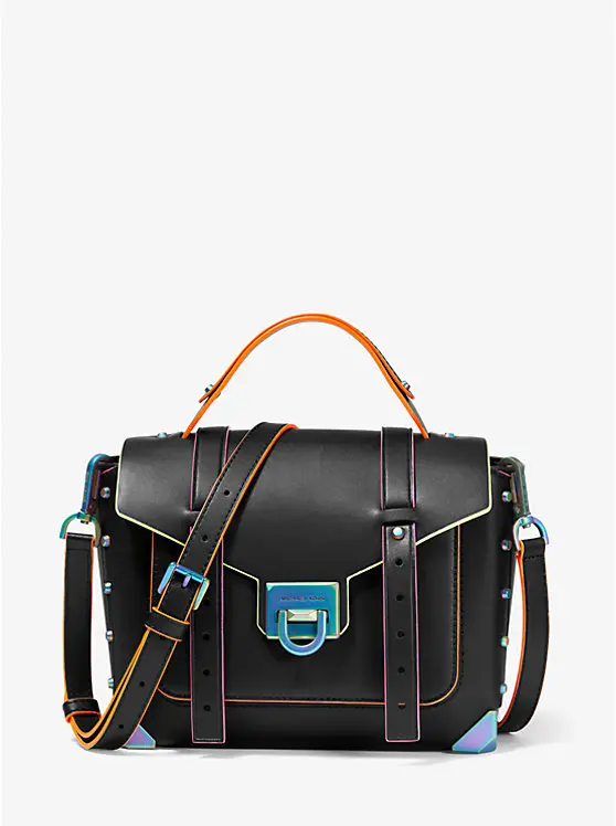 Manhattan Medium Contrast-Trim Leather Satchel image 1
