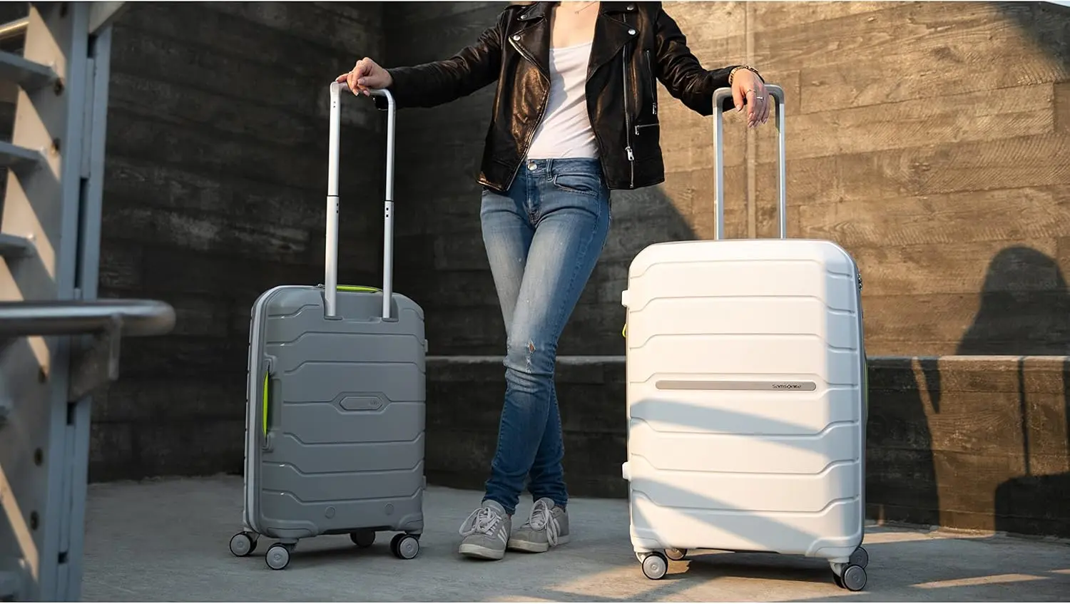 Samsonite Freeform Hardside Expandable with Double Spinner Wheels, Carry-On 21-Inch, White/Grey image 2