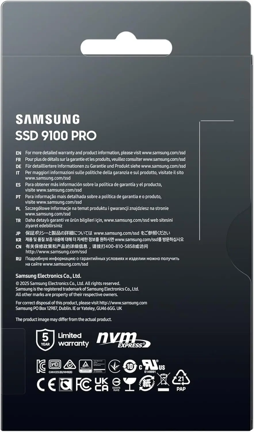 Samsung SSD 9100 PRO 4TB, PCIe 5.0x4 M.2 2280, Seq. Read Speeds Up to 14,800MB/s, Best for AI Computing, Gaming, and Heavy Duty Workstations (MZ VAP4T0B/AM) image 10