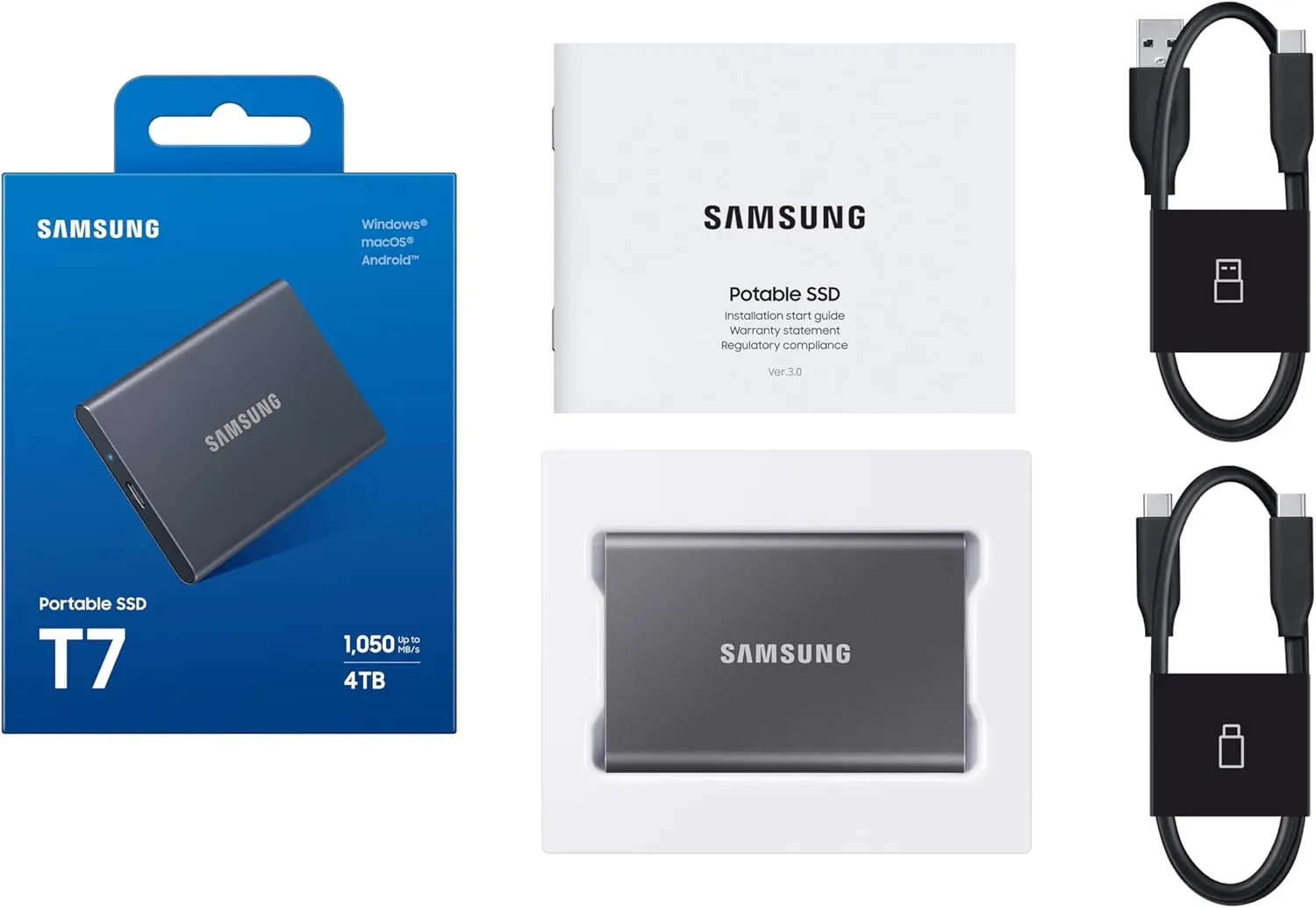 SAMSUNG T7 Portable SSD, 4TB External Solid State Drive, Speeds Up to 1,050MB/s, USB 3.2 Gen 2, Reliable Storage for Gaming, Students, Professionals, MU-PC4T0T/AM, Gray image 7