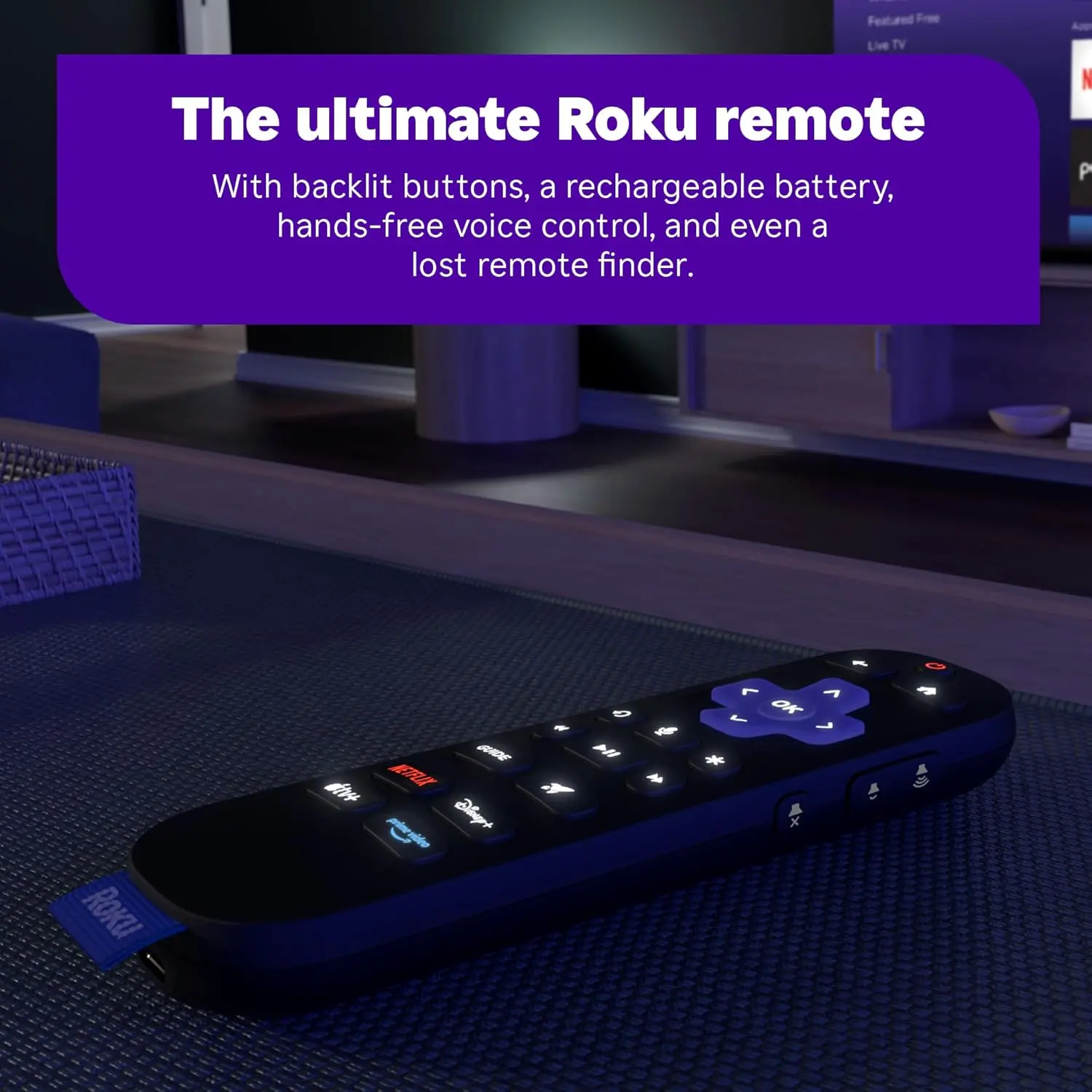 Roku Ultra - Ultimate Streaming Player - 4K Streaming Device for TV with HDR10+, Dolby Vision & Atmos - Bluetooth & Wi-Fi 6- Rechargeable Voice Remote Pro with Backlit Buttons - Free & Live TV image 4