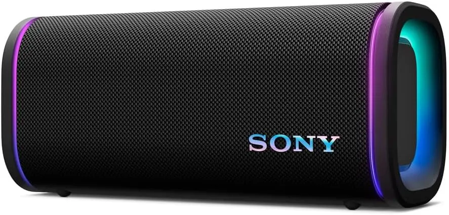 Sony ULT Field 5 Wireless Portable Bluetooth Speaker, IP67 Waterproof, Dustproof, and Rustproof with Enhanced Bass, 25 Hour Battery, 360° Party Light, and Shoulder Strap (SRSULT50B), Black image 1