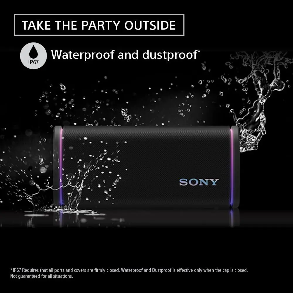 Sony ULT Field 5 Wireless Portable Bluetooth Speaker, IP67 Waterproof, Dustproof, and Rustproof with Enhanced Bass, 25 Hour Battery, 360° Party Light, and Shoulder Strap (SRSULT50B), Black image 8