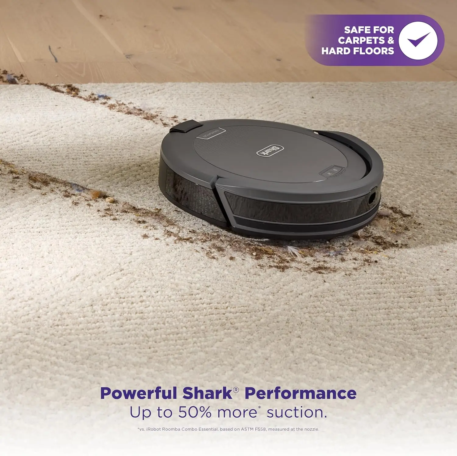Shark Navigator Robot Vacuum and Self-Empty Base with Bagless 60-Day Capacity Self-Empty Base, SmartPath Navigation, Powerful Pet Hair Pickup, Anti-Hair Wrap, For Carpets & Hard Floors, Grey, RV2120AE image 2