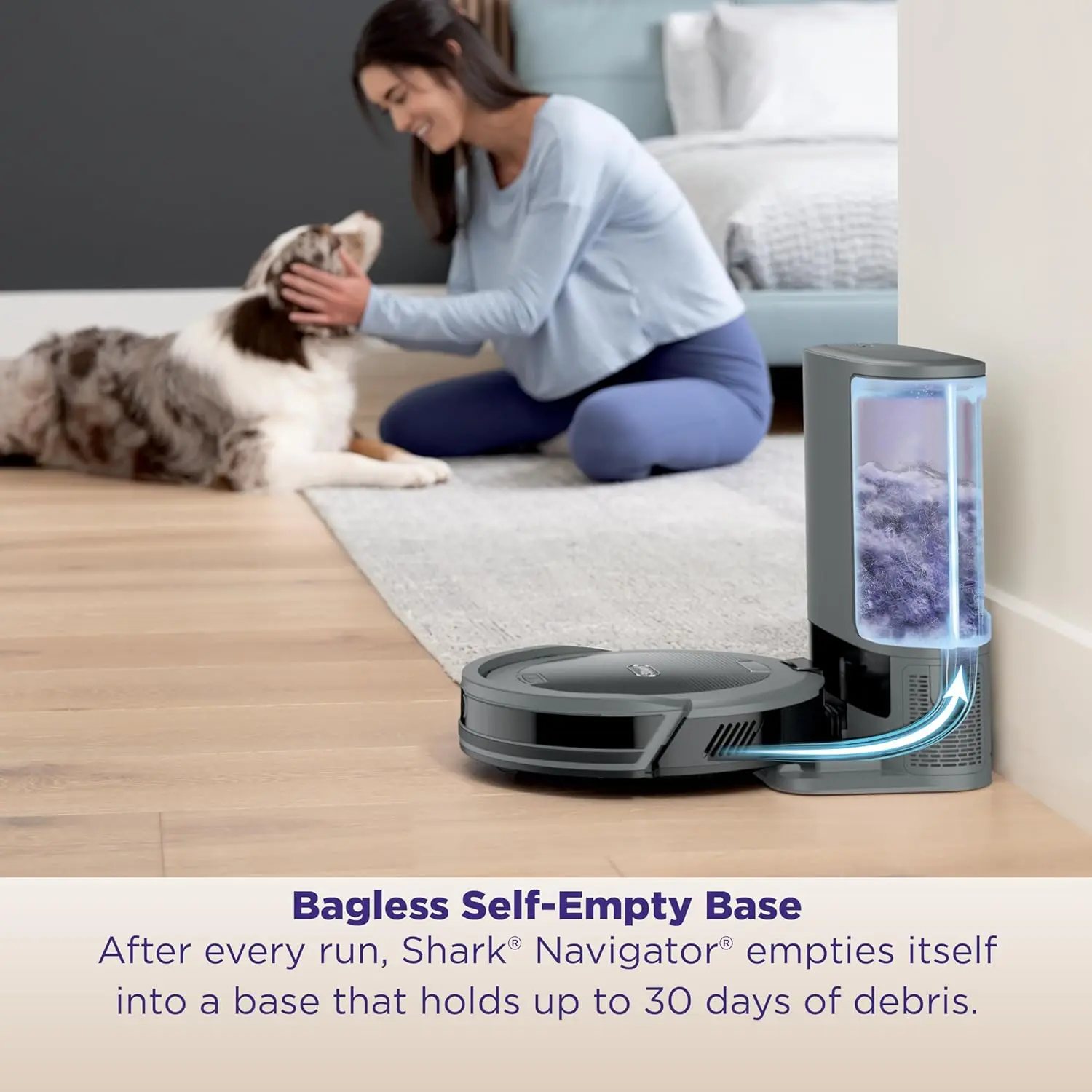Shark Navigator Robot Vacuum and Self-Empty Base with Bagless 60-Day Capacity Self-Empty Base, SmartPath Navigation, Powerful Pet Hair Pickup, Anti-Hair Wrap, For Carpets & Hard Floors, Grey, RV2120AE image 5