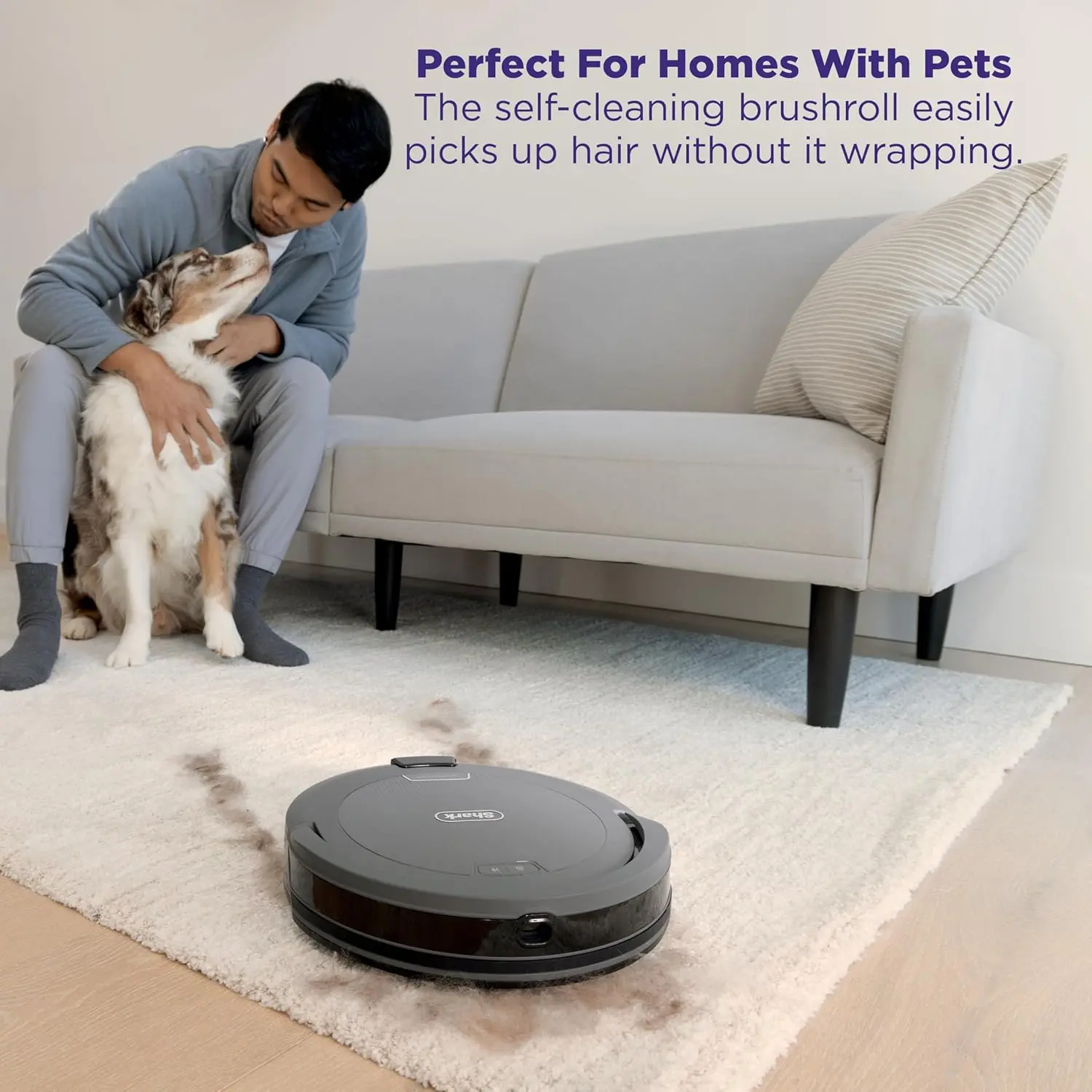 Shark Navigator Robot Vacuum and Self-Empty Base with Bagless 60-Day Capacity Self-Empty Base, SmartPath Navigation, Powerful Pet Hair Pickup, Anti-Hair Wrap, For Carpets & Hard Floors, Grey, RV2120AE image 7