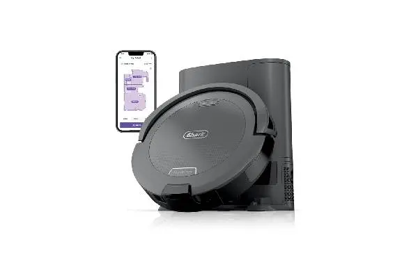 Shark Navigator Robot Vacuum and Self-Empty Base with Bagless 60-Day Capacity Self-Empty Base, SmartPath Navigation, Powerful Pet Hair Pickup, Anti-Hair Wrap, For Carpets & Hard Floors, Grey, RV2120AE image