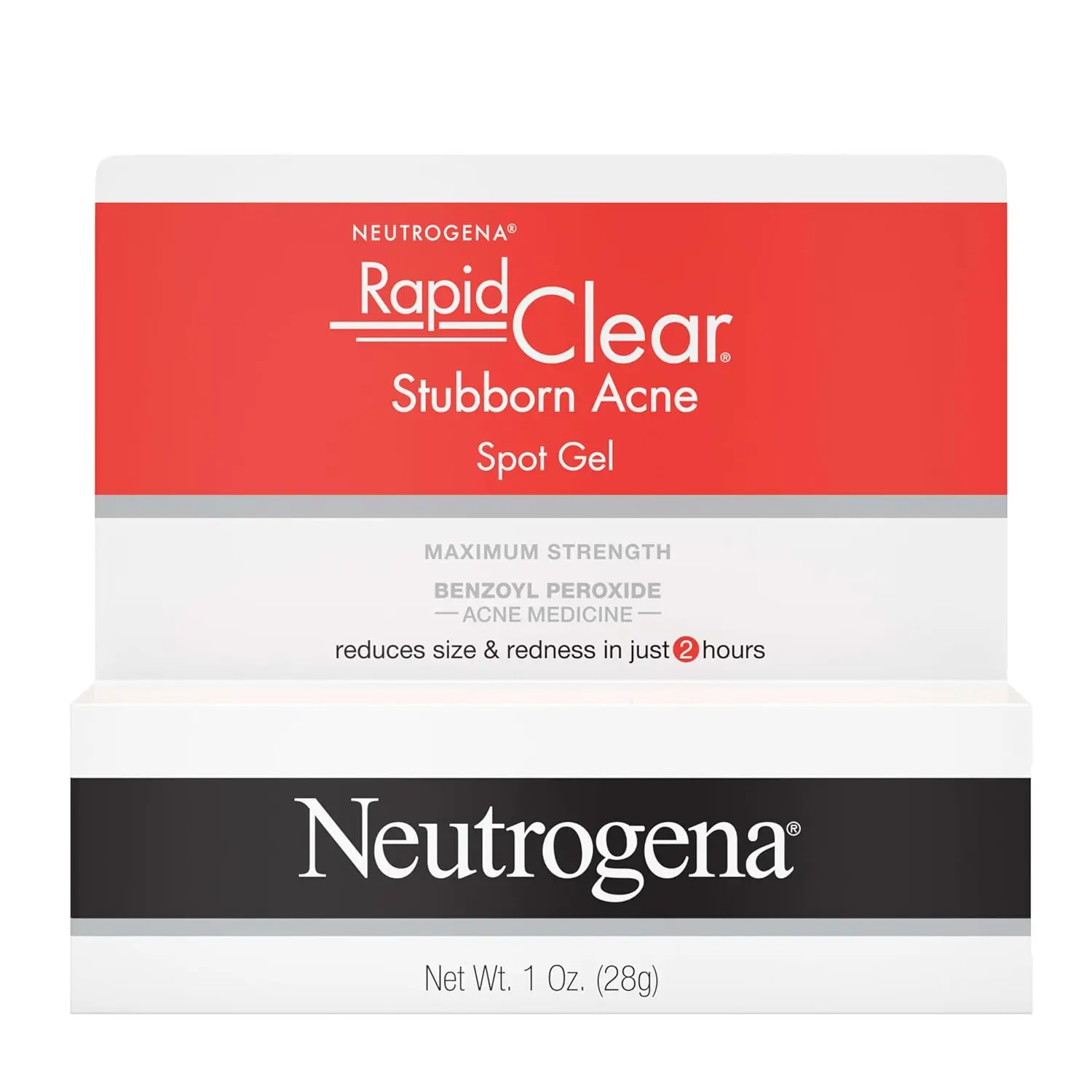 Neutrogena Rapid Clear Stubborn Acne Spot Treatment Gel, Maximum Strength 10% Benzoyl Peroxide Treatment Medication for Acne Prone Skin, Pimple Cream Reduces Size & Redness in 2 Hours, 1 oz image 1