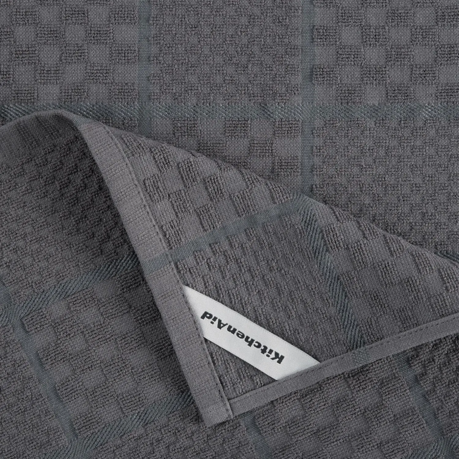 KITCHENAID Quilted Cotton Terry Cloth Oven Mitt, Pot Holder, Kitchen Towel 4-Pack Set, Heat Resistant, Silicone Grip, Gift Set, Charcoal Grey, 16"x26", 7"x13" & 7"x10" image 8