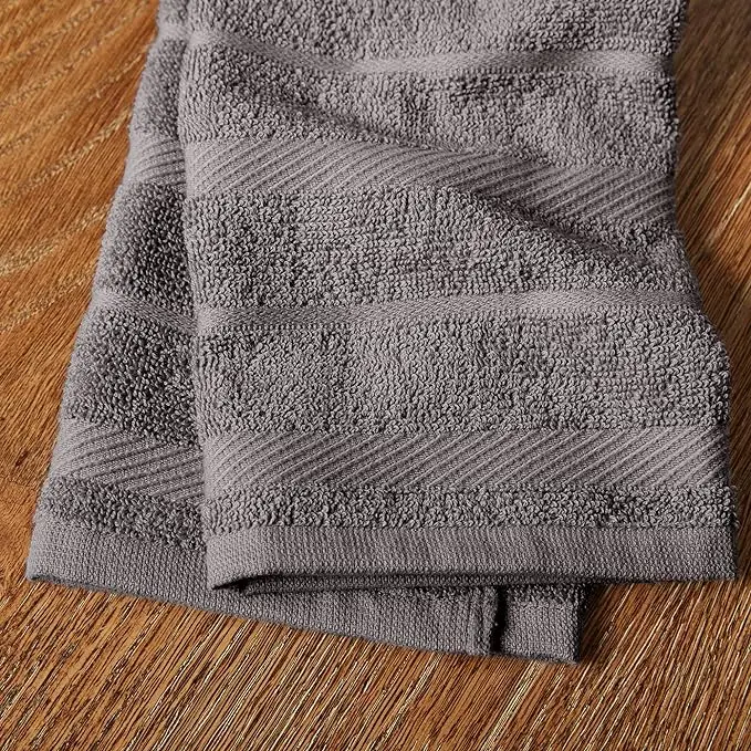 KitchenAid Albany Kitchen Towel 4-Pack Set, Charcoal Grey/White, 16"x26" image 4