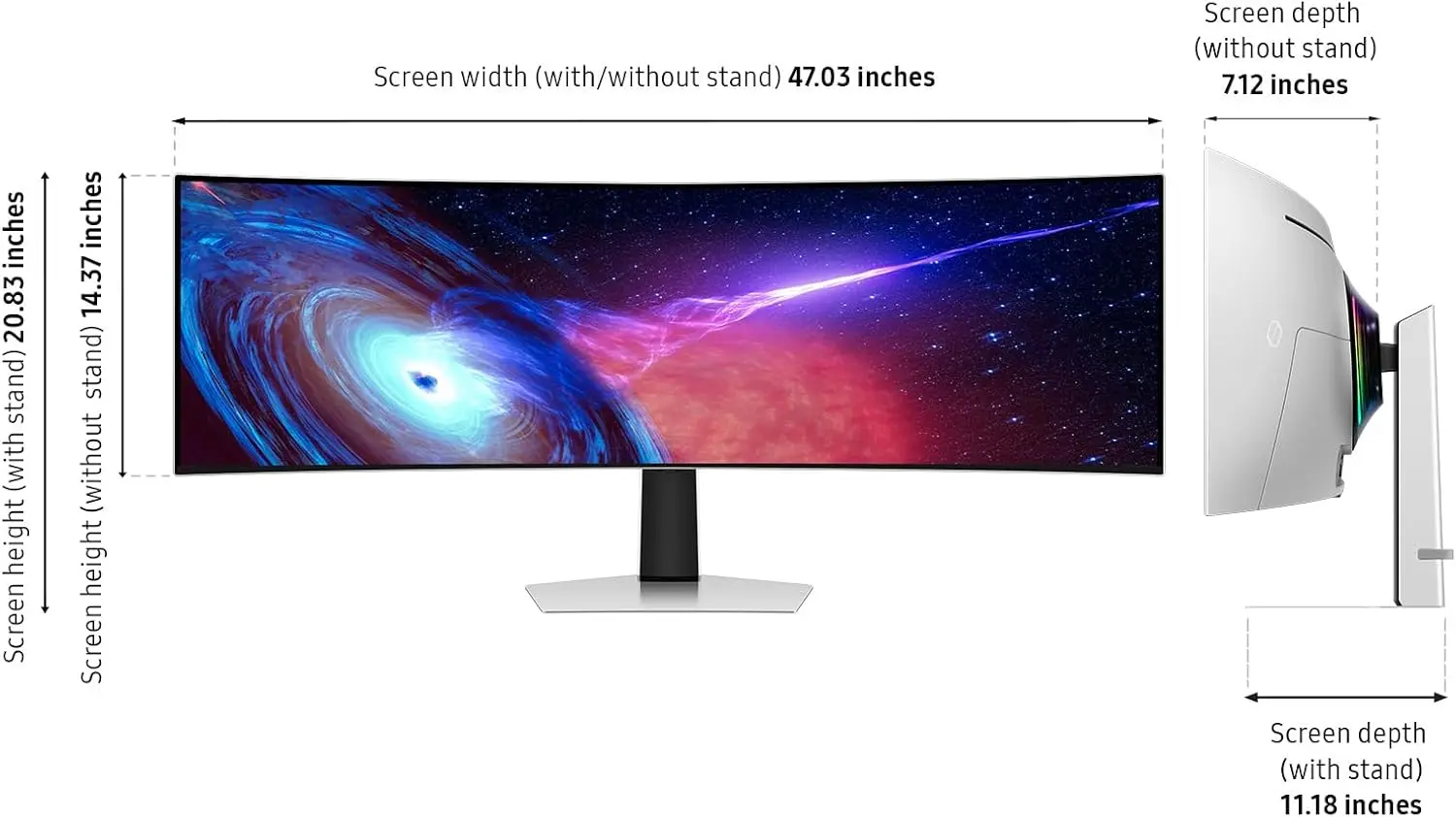 Samsung 49" Odyssey OLED (G93SC) Series Curved Gaming Monitor w QD-OLED, 240Hz, 0.03ms, DQHD, G-Sync Compatible, AMD FreeSync Premium Pro,Height Adjustable Stand,3 Yr Warranty,LS49CG932SNXZA image 3