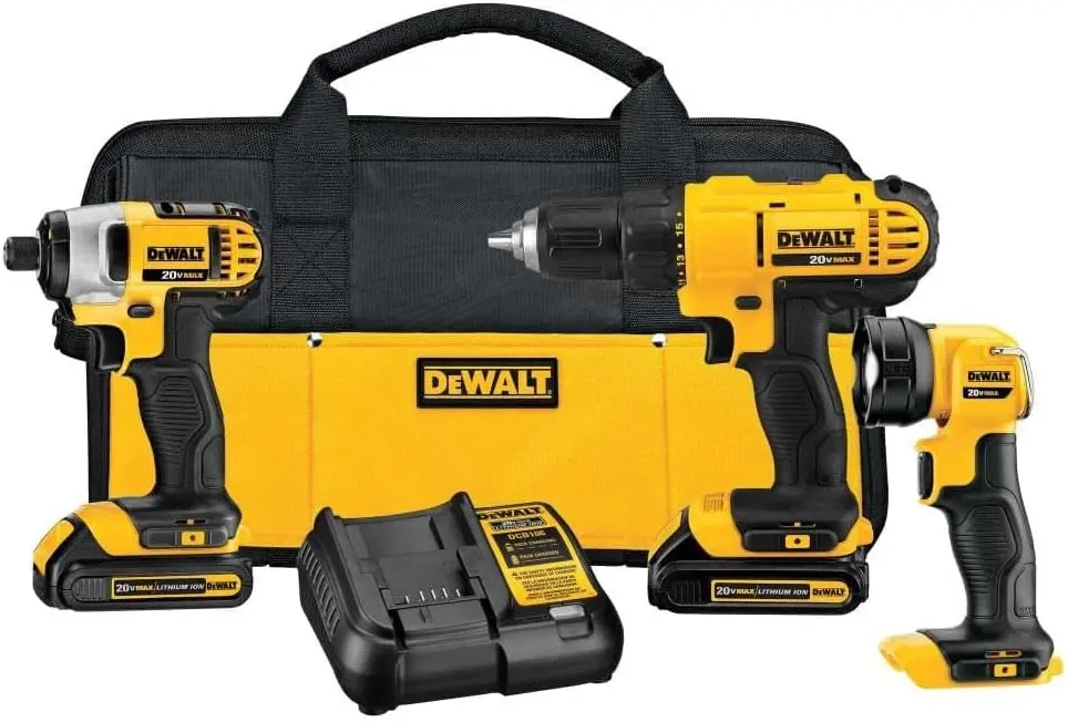 DEWALT 20V MAX Cordless Drill Impact Driver and LED Work Light Portable, Power Tool Combo Kit 3 Tool, 2 Batteries and Charger Included (DCK340C2) image 6