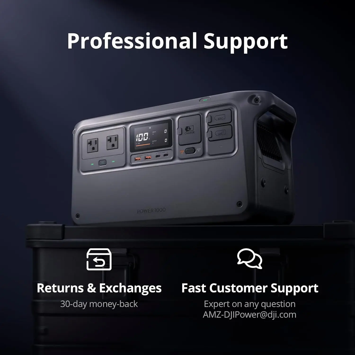 DJI Power 1000 Portable Power Station, 1024Wh LiFePO4 Battery, 2200W (Peak 2600W) AC/140W USB-C Output, 23db Ultra-Silent, Solar Generator For Home Backup, Camping(Solar Panel Optional) image 7